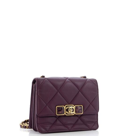 Chanel Resin CC Flap Bag Quilted Calfskin Mini Purple - Picture 2 of 8